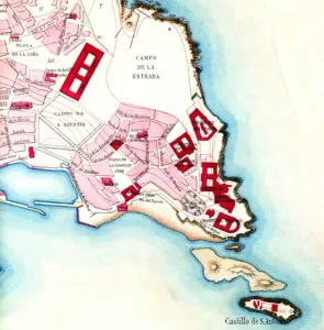 Mapa do Corpo do Estado Maior do Exército, cedido polo Departamento de Proxectos Arquitectónicos e Urbanismo da UDC.