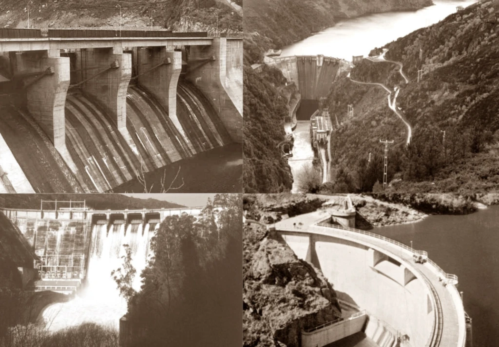 Ríos, encoros, presas, centrais hidroeléctricas.